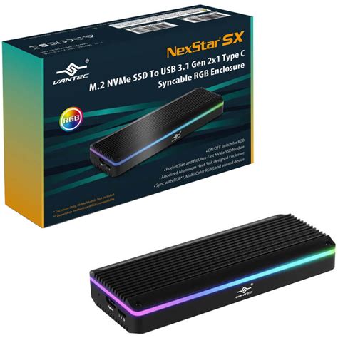 Vantec M.2  NVME & M.2 SATA SSD to USB 3.1 Gen 2 Type C  with RGB LED
